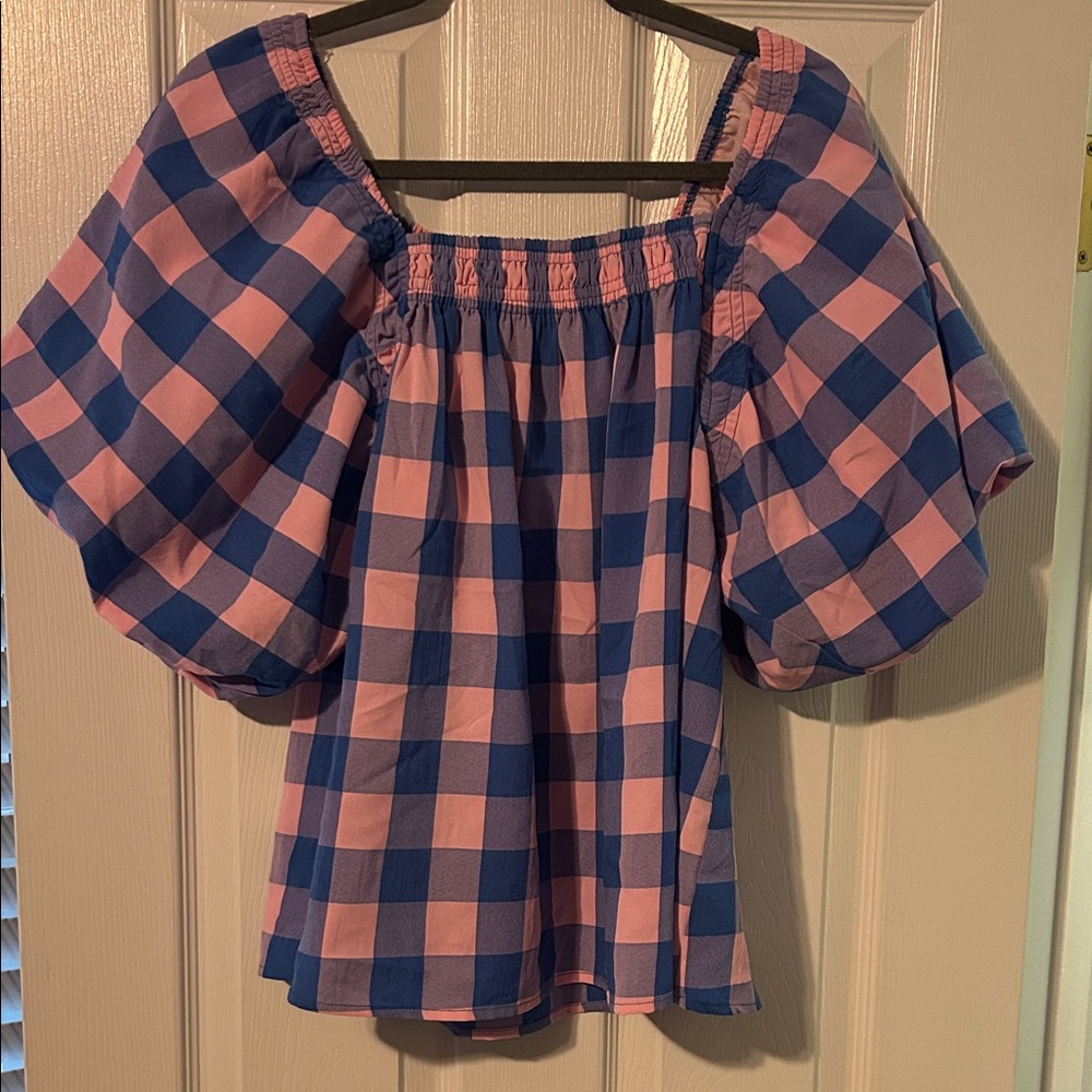 Entro Pink and Blue Checkered Blouse